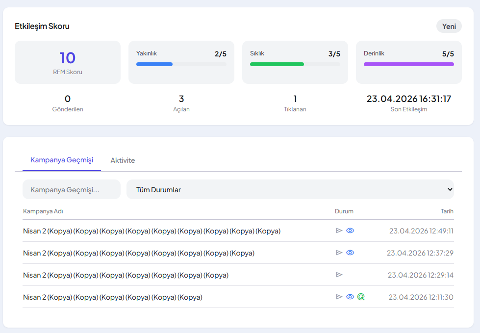 Qulaq subscriber engagement and history screen
